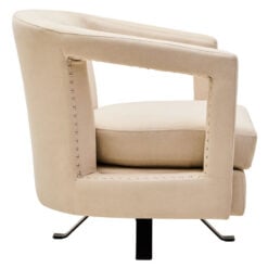 Cream Velvet And Black Metal Swivel Studded Armchair Accent Chair