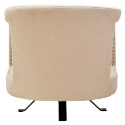 Cream Velvet And Black Metal Swivel Studded Armchair Accent Chair