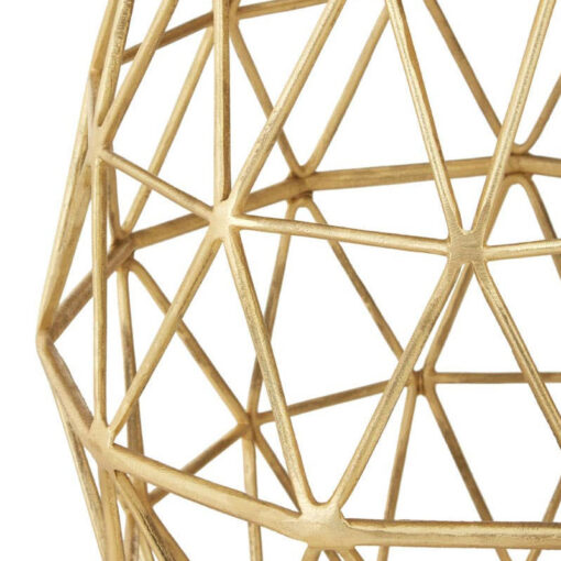 Geometric Gold Metal And Cream White Marble Side Table End Table