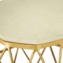 Geometric Gold Metal And Cream White Marble Side Table End Table