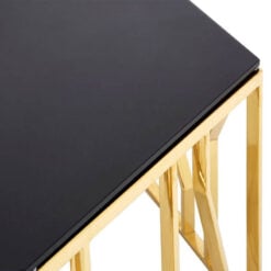Gold Metal And Black Glass Hexagonal Coffee Table 92cm