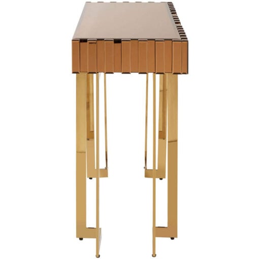 Gold Mirrored Glass And Gold Metal 1 Drawer Console Table Desk Dressing Table 124cm