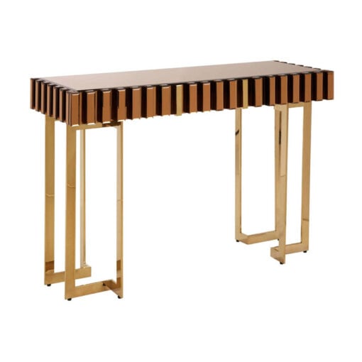 Gold Mirrored Glass And Gold Metal 1 Drawer Console Table Desk Dressing Table 124cm