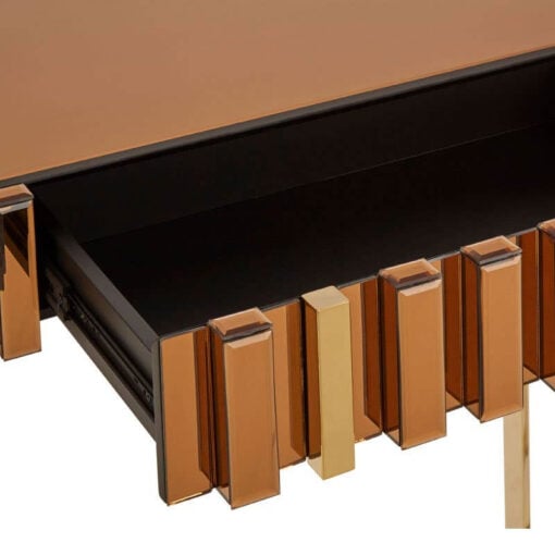 Gold Mirrored Glass And Gold Metal 1 Drawer Console Table Desk Dressing Table 124cm