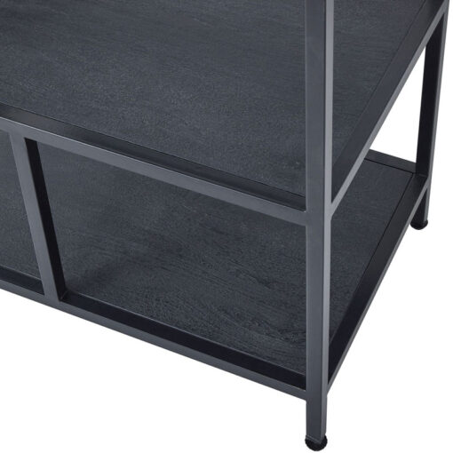 Industrial 7 Tier Large Black Metal And Wood Shelving Display Unit Bookcase 200cm