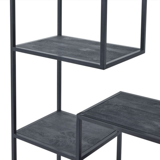 Industrial 7 Tier Large Black Metal And Wood Shelving Display Unit Bookcase 200cm