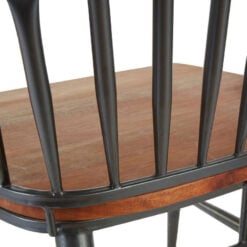 Industrial Arched Spindle Back Black Metal And Solid Walnut Wood Armchair Dining Chair