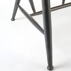 Industrial Arched Spindle Back Black Metal And Solid Walnut Wood Armchair Dining Chair