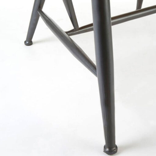 Industrial Arched Spindle Back Black Metal And Solid Walnut Wood Armchair Dining Chair