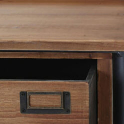 Industrial Black Metal And Solid Wood 2 Tier 1 Drawer Bedside Cabinet Side Table