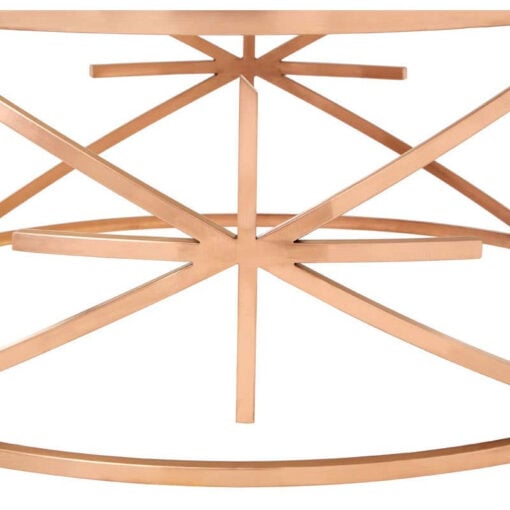 Rose Gold Metal And Black Marble Round Coffee Table 90cm