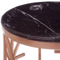 Rose Gold Metal And Black Marble Round Side Table End Table