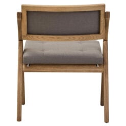 Rust Grey Wash Solid Elm Wood And Grey Fabric Folding Armless Open Back Dining Chair