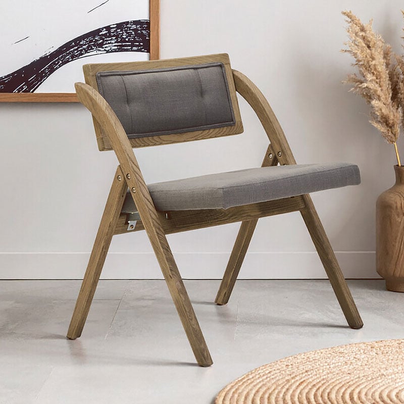Rustic Grey Wash Solid Elm Wood And Grey Fabric Folding Armless Open Back Dining Chair Rustic Grey Wash Solid Elm Wood And Grey Fabric Folding Armless Open Back Dining Chair