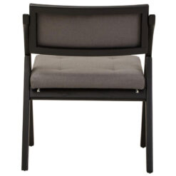 Rustic Black Solid Elm Wood And Grey Fabric Folding Armless Open Back Dining Chair