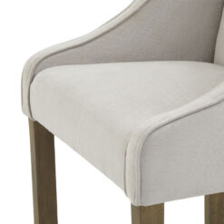 Rustic Light Grey Woven Fabric And Solid Rubberwood Bar Stool