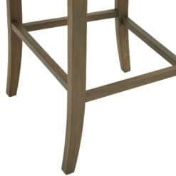 Rustic Light Grey Woven Fabric And Solid Rubberwood Bar Stool