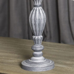 Rustic White Washed Hand Carved Wood Table Lamp With Neutral Linen Shade 40cm