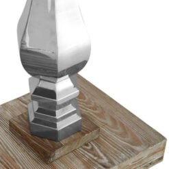 Rustic White Washed Solid Pine Wood And Silver Metal Large 2 Tier Pillar Console Table 147cm