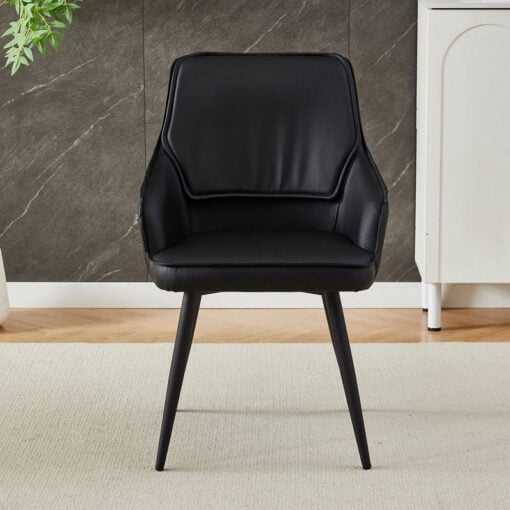 Set Of 2 Black Faux PU Leather And Black Metal Bucket Tub Dining Chairs Set Of 2 Black Faux PU Leather And Black Metal Bucket Tub Dining Chairs