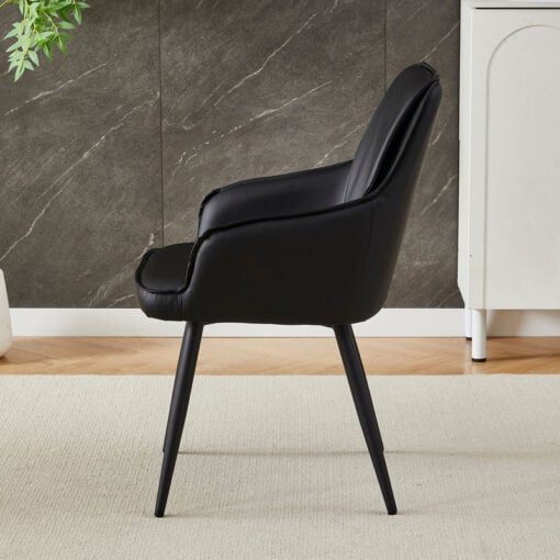 Set Of 2 Black Faux PU Leather And Black Metal Bucket Tub Dining Chairs Set Of 2 Black Faux PU Leather And Black Metal Bucket Tub Dining Chairs