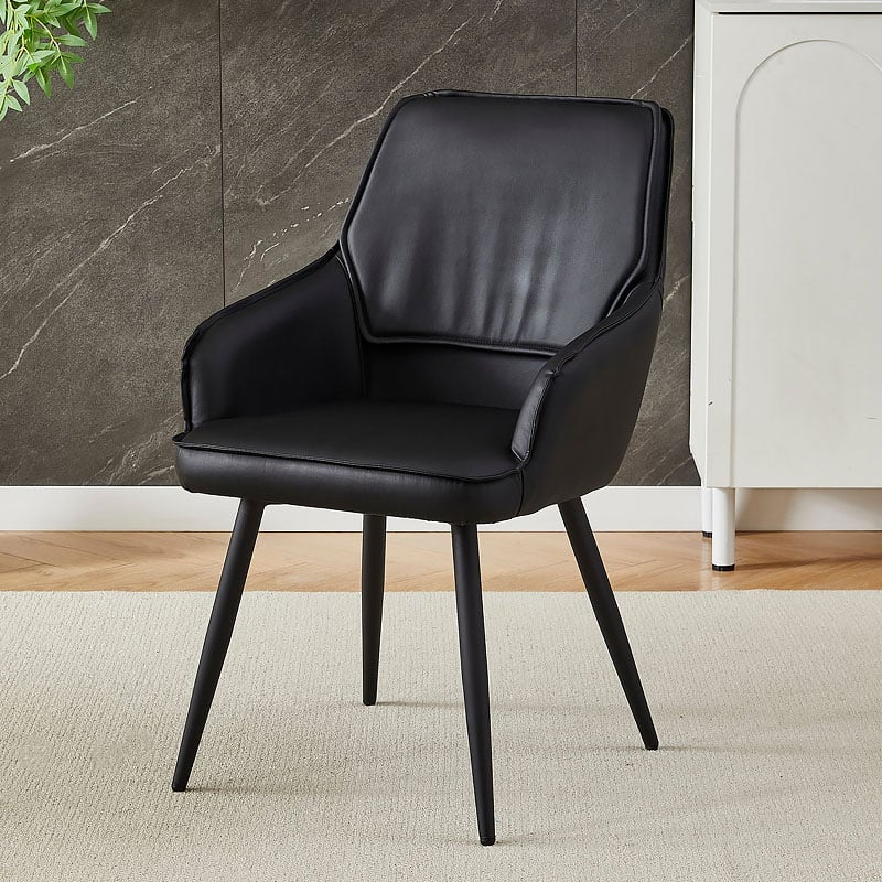 Set Of 2 Black Faux PU Leather And Black Metal Bucket Tub Dining Chairs Set Of 2 Black Faux PU Leather And Black Metal Bucket Tub Dining Chairs