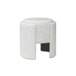 Upholstered Round Cream Chenille Dressing Table Stool Footstool
