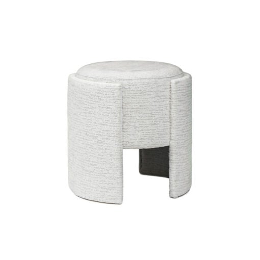 Upholstered Round Cream Chenille Dressing Table Stool Footstool