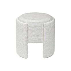 Upholstered Round Cream Chenille Dressing Table Stool Footstool