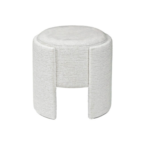 Upholstered Round Cream Chenille Dressing Table Stool Footstool