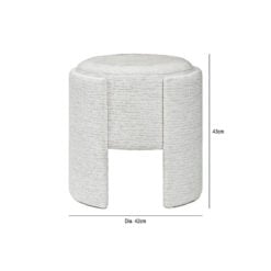 Upholstered Round Cream Chenille Dressing Table Stool Footstool