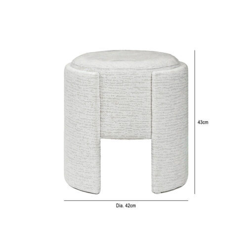 Upholstered Round Cream Chenille Dressing Table Stool Footstool