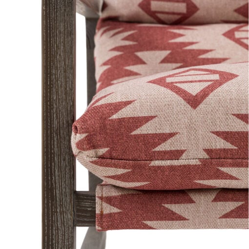 Boho Aztec Red And Natural Pattern Armchair Accent Chair With Solid Dark Wood Frame