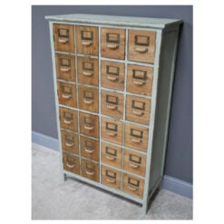 Boho Distressed Duck Green Metal And Solid Wood 2 Door Multi Drawer Apothecary Storage Cabinet 120cm