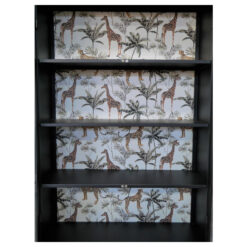 Boho Industrial Black Metal And Glass 2 Door Tropical Wallpaper Display Cabinet 132cm