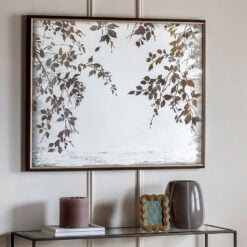 Boho Japanese Garden Wall Art Large Wall Mirror With Black And Gold Wood Frame 98cm