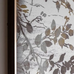 Boho Japanese Garden Wall Art Large Wall Mirror With Black And Gold Wood Frame 98cm