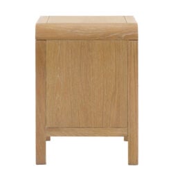 Boho Rustic Light Oak Wood And Rattan 1 Drawer 1 Shelf Curved Bedside Cabinet