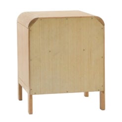 Boho Rustic Light Oak Wood And Rattan 1 Drawer 1 Shelf Curved Bedside Cabinet