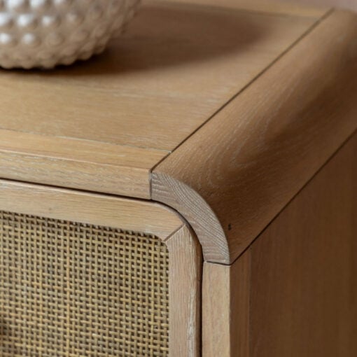 Boho Rustic Light Oak Wood And Rattan 3 Drawer Curved Chest Of Drawers Boho Rustic Light Oak Wood And Rattan 3 Drawer Curved Chest Of Drawers