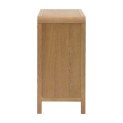 Boho Rustic Light Oak Wood And Rattan 3 Drawer Curved Chest Of Drawers