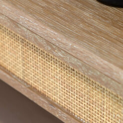 Boho Rustic Light Oak Wood And Rattan Open Wardrobe 174cm