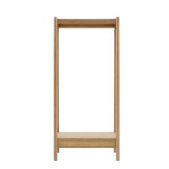 Boho Rustic Light Oak Wood And Rattan Open Wardrobe 174cm