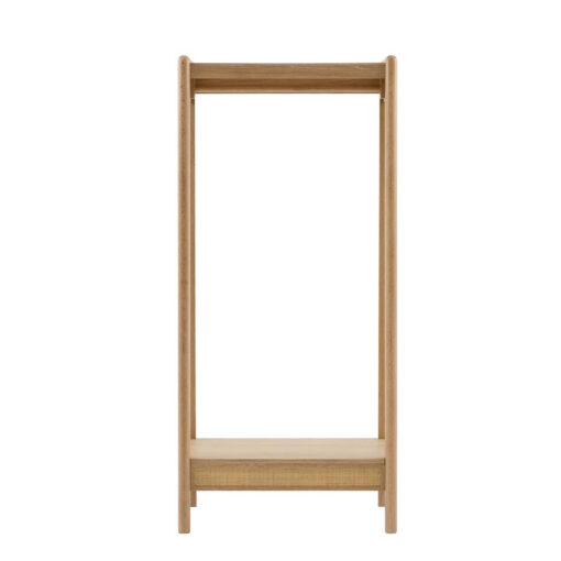 Boho Rustic Light Oak Wood And Rattan Open Wardrobe 174cm