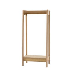 Boho Rustic Light Oak Wood And Rattan Open Wardrobe 174cm