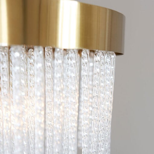 Dimmable 5 Light Gold Pendant Cascade Ceiling Light With Textured Glass Rods 50cm