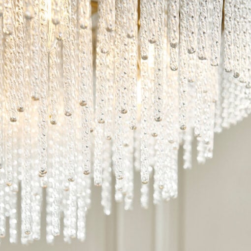 Dimmable 9 Light Gold Pendant Cascade Ceiling Light With Textured Glass Rods 65cm Dimmable 9 Light Gold Pendant Cascade Ceiling Light With Textured Glass Rods 65cm