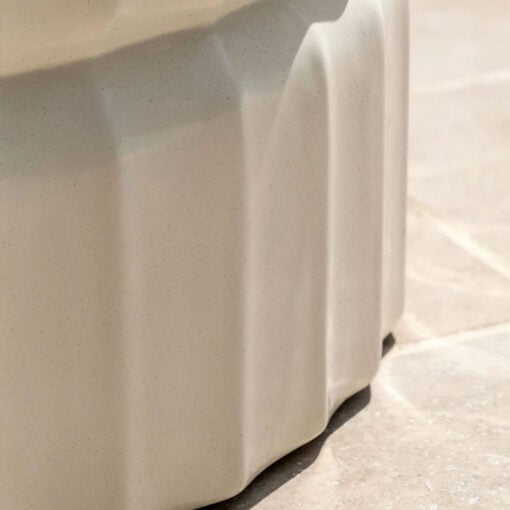 Indoor Outdoor Cream White Ridged Pattern Reinforced Concrete Round Coffee Table 80cm