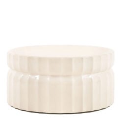 Indoor Outdoor Cream White Ridged Pattern Reinforced Concrete Round Coffee Table 80cm
