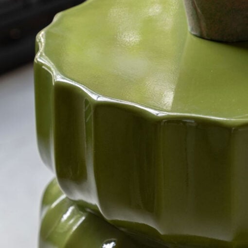 Indoor Outdoor Moss Green Ridged Pattern Reinforced Concrete Round Side Table